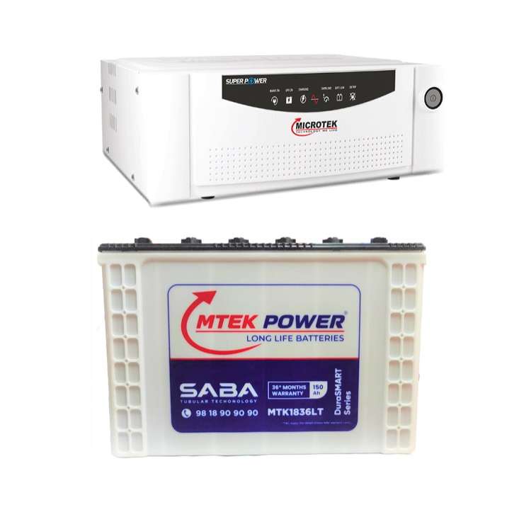 Microtek Super Power 1100 Inverter + Microtek saba 1836LT 150 AH Tall